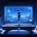 Futuristic Fitness: Person Running on a High-Tech Treadmill