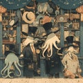 Elegant Octopi: High-Fashion Hat Shop