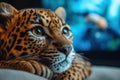 Engrossed Viewer Watching Wildlife Documentary with Copy Space; Captivating Closeup of Intense Concentration; Relaxed Ho Royalty Free Stock Photo