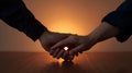 Couple holding hands with a glowing diamond emphasizing commitment and affection depicting a promise for the future and the power Royalty Free Stock Photo
