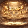 Craftsmanship At Its Best: Handcrafted Guitars in Workshop Royalty Free Stock Photo