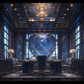 Sleek Boardroom with Gorgeous Marble Detail Royalty Free Stock Photo