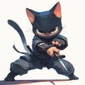 Dynamic Kitten Ninja - Ready for Action!