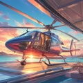 Majestic Helicopter in Sunset Glory