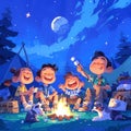 Campfire Fun with Friends Royalty Free Stock Photo