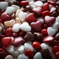 Heart-Shaped Candies, Red and White Valentine Sweets