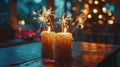 Sparkling Vintage 4th of July Celebration with Defocused American Flag Royalty Free Stock Photo