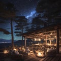 Exotic Getaway: Wolf Wilderness Retreat by Starlight. Royalty Free Stock Photo