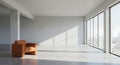 Sunny raw concrete apartment with skyline vista Royalty Free Stock Photo