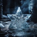 Christmas Star Made of Ice, Transparent Frozen Water in a Cold Setting Royalty Free Stock Photo