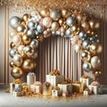 Luxurious Birthday Celebration with Balloon Arch and Elegant Gifts