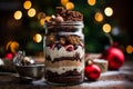 multilayer christmas cake in jar