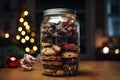 multilayer christmas cookies in jar