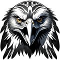 Hawk face tribal tattoo illustration with both white and transparent backgrounds Royalty Free Stock Photo