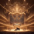 Majestic Concert Hall with Grand Organ Royalty Free Stock Photo