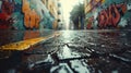 Urban Decay: Graffiti in a Rough Neighborhood - Selective Focus and Copy Space Royalty Free Stock Photo