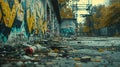Urban Decay: Graffiti in a Rough Neighborhood - Selective Focus and Copy Space Royalty Free Stock Photo