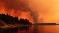 Enveloped in Smoke: Canadian Wildfire\'s Hazy Grip Royalty Free Stock Photo