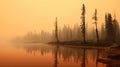Enveloped in Smoke: Canadian Wildfire\'s Hazy Grip Royalty Free Stock Photo