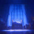 Cozy Nursery with Blue Window Light Royalty Free Stock Photo