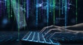Digital matrix streams over keyboard input Royalty Free Stock Photo
