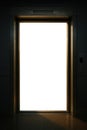 Empty elevator with glowing white entrance Royalty Free Stock Photo