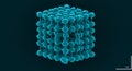 Nanoscopic cubic lattice structure visualized in cyan Royalty Free Stock Photo