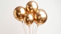 Golden Celebration: Helium Balloon Soars for Birthday Party and Festivities on Isolated White Background Royalty Free Stock Photo