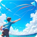 Vibrant Kite Soaring High Above the Sky Royalty Free Stock Photo