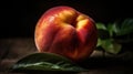 A close-up of a perfectly ripe summer peach created with Generative AI