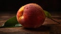 A close-up of a perfectly ripe summer peach created with Generative AI