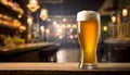 Tempting beer: A golden sip in the dark comfort of the pub Royalty Free Stock Photo