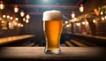 Tempting beer: A golden sip in the dark comfort of the pub Royalty Free Stock Photo