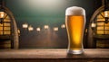 Tempting beer: A golden sip in the dark comfort of the pub Royalty Free Stock Photo