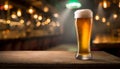 Tempting beer: A golden sip in the dark comfort of the pub Royalty Free Stock Photo