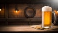 Tempting beer: A golden sip in the dark comfort of the pub Royalty Free Stock Photo