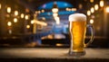 Tempting beer: A golden sip in the dark comfort of the pub Royalty Free Stock Photo