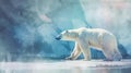 Polar Bear walking on arctic landscape