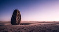 Solitary towering rock under a gradient desert sky Royalty Free Stock Photo