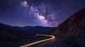 Starry Passage: Nighttime Drive Through Mountain Roads