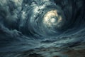 This image captures a powerful storm brewing over the turbulent ocean wave Royalty Free Stock Photo