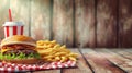 Classic American Diner with Cheeseburgers and Fries