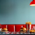 Classic American Diner with Cheeseburgers and Fries