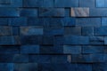Blue Rustic Brick Wall Texture Background Banner Panorama Royalty Free Stock Photo