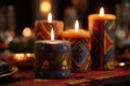 Selective Focus on Kwanzaa Candles Setting Royalty Free Stock Photo