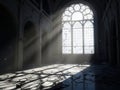 Sunlight streaming through gothic window Royalty Free Stock Photo