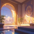 Bathtub View: Luxurious Spa Oasis at Sunrise Royalty Free Stock Photo