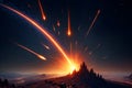 meteor shower fiery meteors streaking across the sky representing the potential gen ai