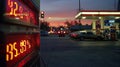 Gas Station Rising Fuel Prices at Dusk Royalty Free Stock Photo