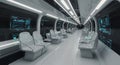 Futuristic subway interior with holographic displays Royalty Free Stock Photo